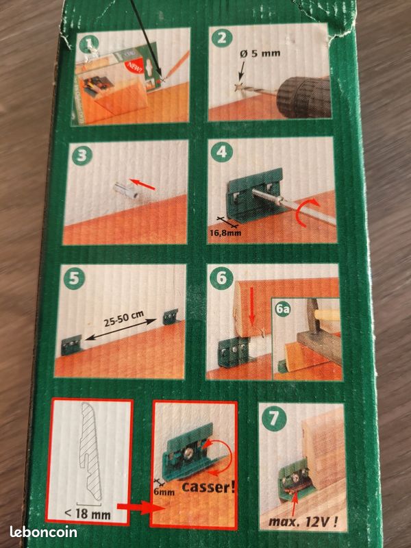 Lot 16 clips fixation pour plinthes avec passe-câble (image 2)