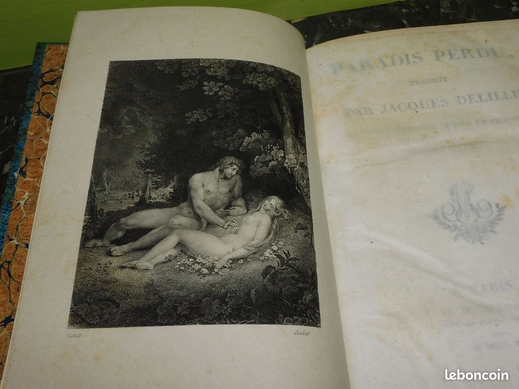 Le paradis perdu par milton traduit par jacques delille 2 volumes reliés 1820 poème christianisme adam ève satan lucifer (image 2)