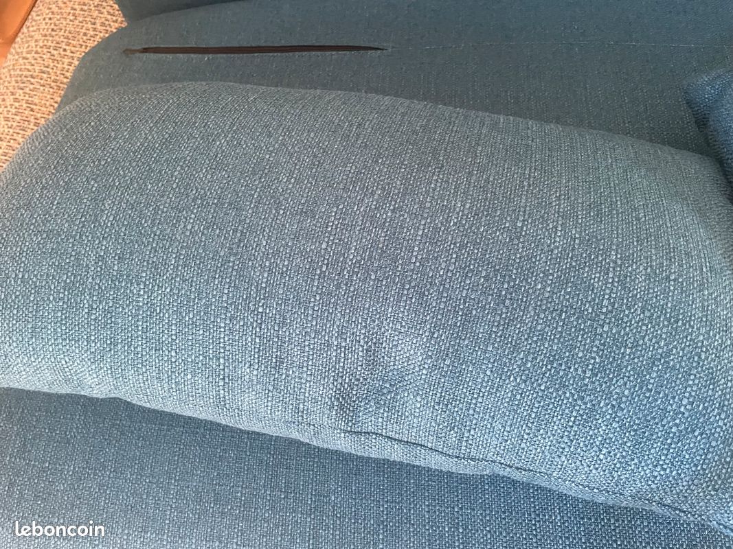 Chauffeuse 2 places convertibles marque Miliboo en tissu bleu canard (image 5)