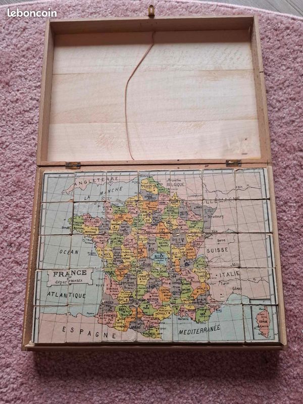 Jeu De Société Ancien - Puzzle En Bois - Carte Géographique De France - Occasion