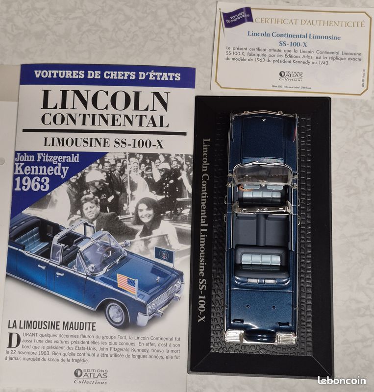 ATLAS - LINCOLN CONTINENTAL LIMOUSINE SS-100-X PRESIDENTIELLE 1:43 état