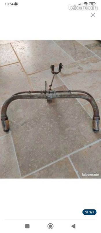 Guidon Ancien + Potence + Poignées En Bois Pour Vélo Vintage Années 1920 - Acier, Occasion En état Fonctionnel