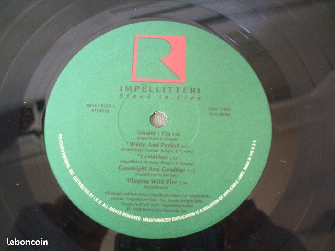 à saisir.......RARE ALBUM LP vinyle 33t de........" IMPELLITTERI "....STAND in LINE...HARD-ROCK/HEAVY/METAL....import US...1988...top état (image 6)
