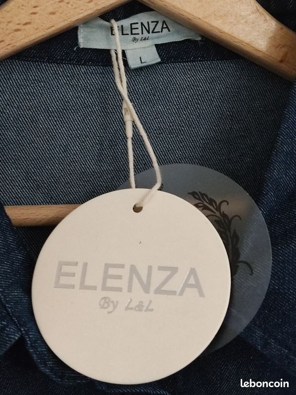 Chemisier Jeans Coton taille 40 couleur Bleu Neuf Marque Elenza By L&L (image 3)