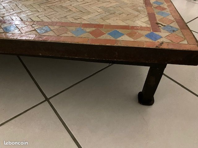 Table basse mosaïque zellige fer forgé style maghreb (image 4)