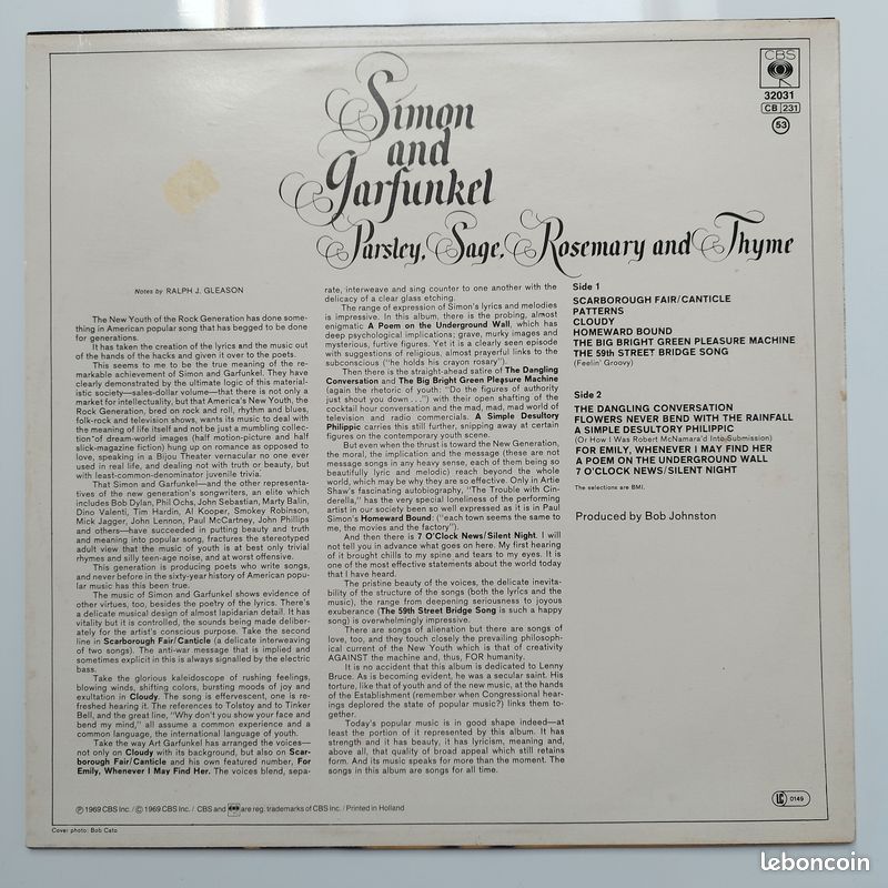 Disque Vinyle 33t Simon And Garfunkel LP Parsley, Sage, Rosemary And Thyme (image 2)
