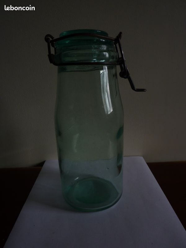 ANCIEN BOCAL VIDE 1 l Verre Solidex couleur verte Hauteur 20 cm Poids