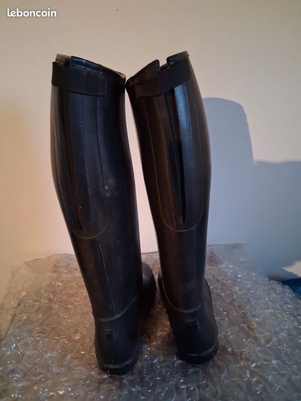 Bottes D'équitation Vintage Femme En Cuir Noir - Taille 7 - Fabriquées Aux États-Unis - Occasion En Bon état - Qualité Haut De Gamme