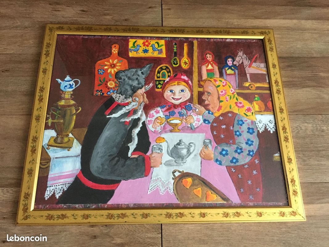 Broche Russe En Bois - Matriochka Avec Poulet, Peinte à La Main Par L'artiste Sviridova