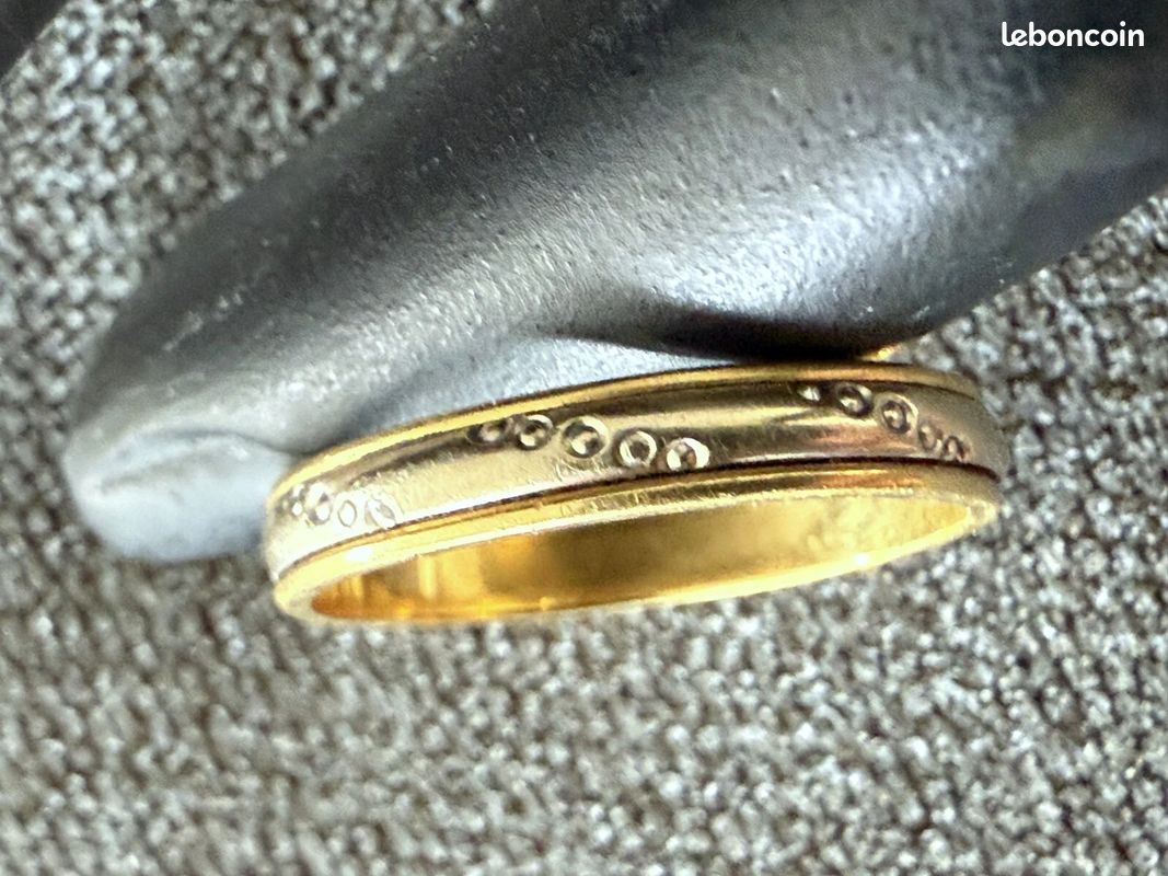 Bague Alliance Anneau 2 Ors Jaune Et Blanc 18 Carats - Taille 51, Occasion - France