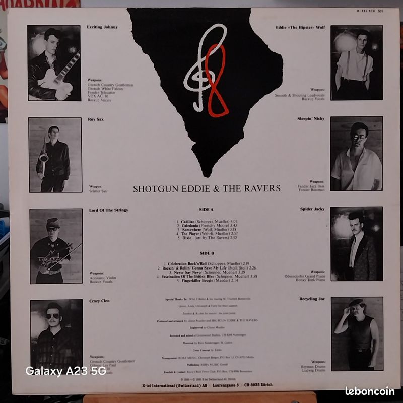 Vinyle 33t Rockabilly Shotgun Eddie &The Ravers The Straight Eight (Pressage Suisse 1986) (image 2)