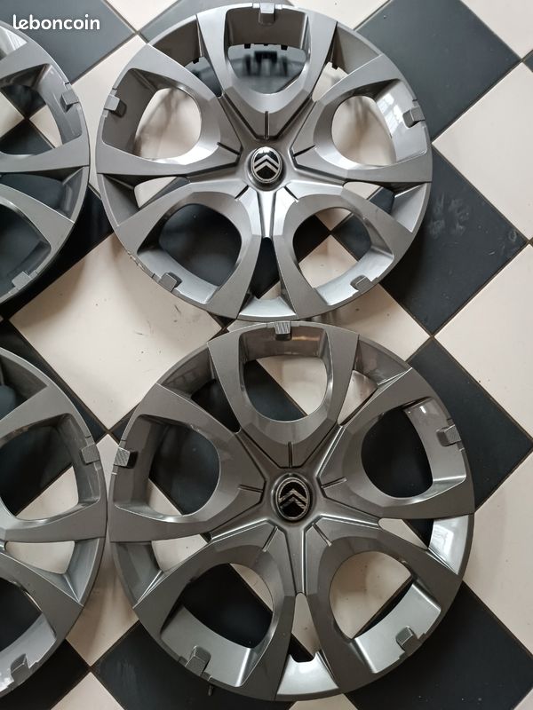 Set De 4 Enjoliveurs 16" Pour Citroën C3 III / C4 - Réf. 98136874XY - Noir, Neufs D'origine