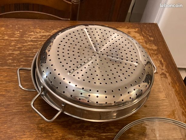 Ensemble Wok 36cm WMF Macao - Base TransTherm, Inox Cromargan, Couvercle Verre, Panier Vapeur Et Grille Tempura