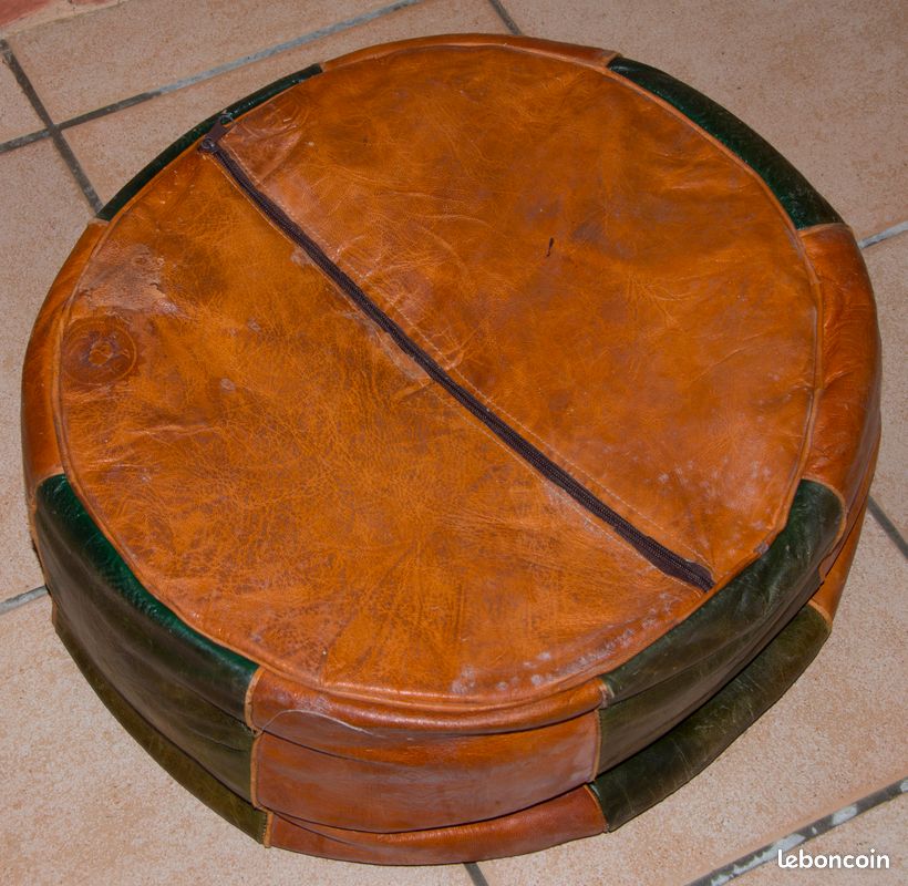 POUF rond en cuir (image 3)