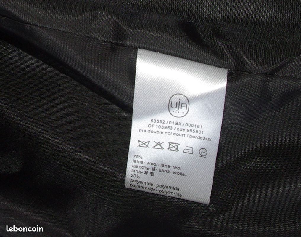 Manteau en laine et cachemire rouge et noir un jour ailleurs t 1 comme neuf (image 8)