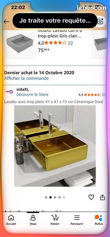 Lave main céramique doré (image 2)