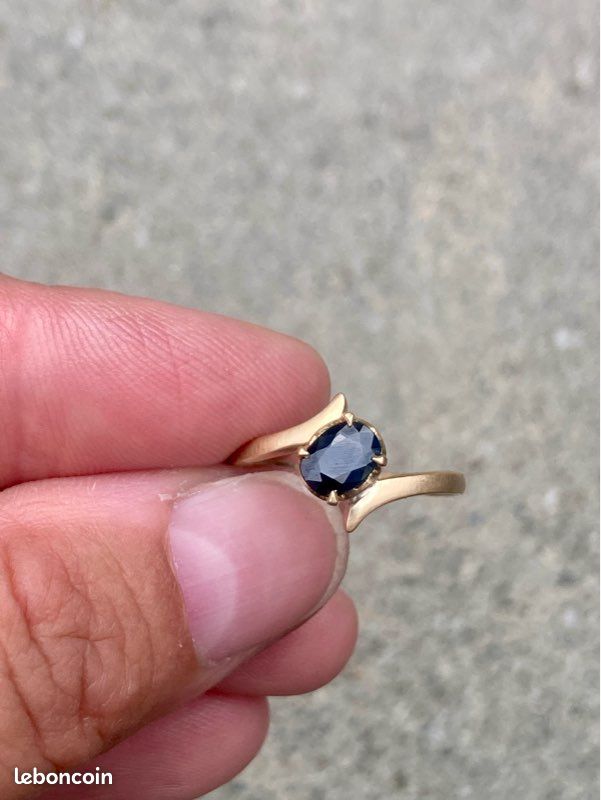 Bague solitaire Or 18K (750) & saphir bleu nuit — Élégante & Poinçonnée (image 11)