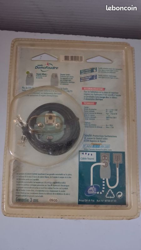 Prise Parafoudre Soulé DomoFoudre avec Protection Téléphone (Neuve sous blister) (image 2)