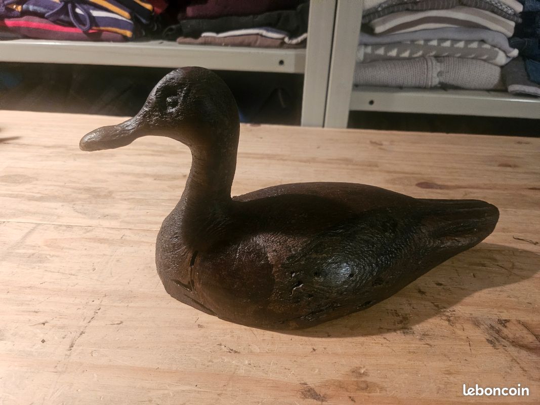 ANCIEN CANARD EN BOIS POLYCHROME SCULPTE 18