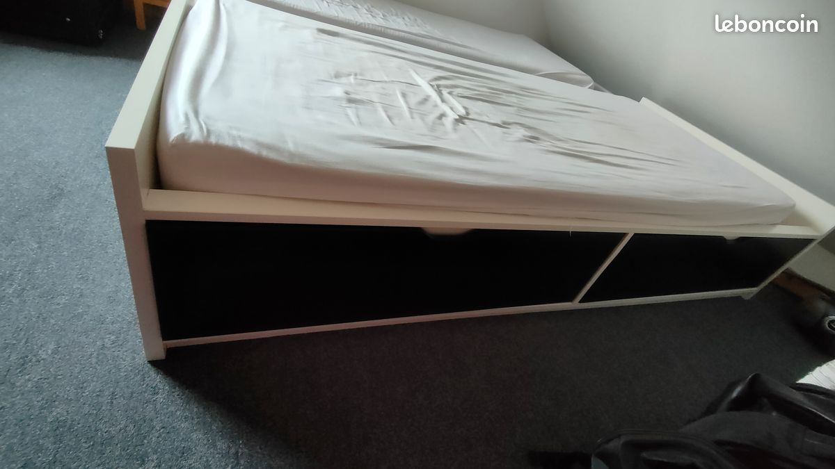 Lit simple avec 2 rangements (image 2)