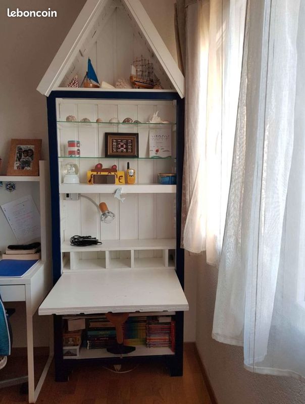 Bibliothèque-bureau bois massif (image 2)