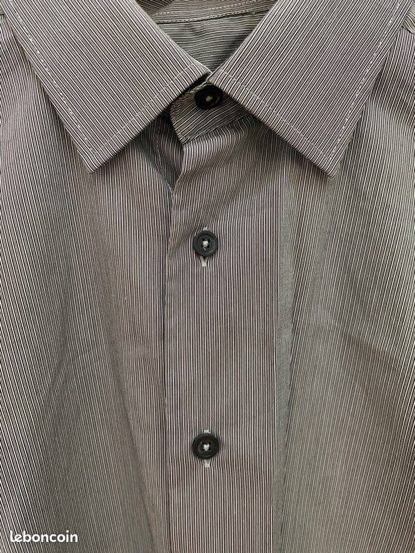 Chemise Givenchy gris rayures slim taille 39 poignets mousquetaires (image 2)