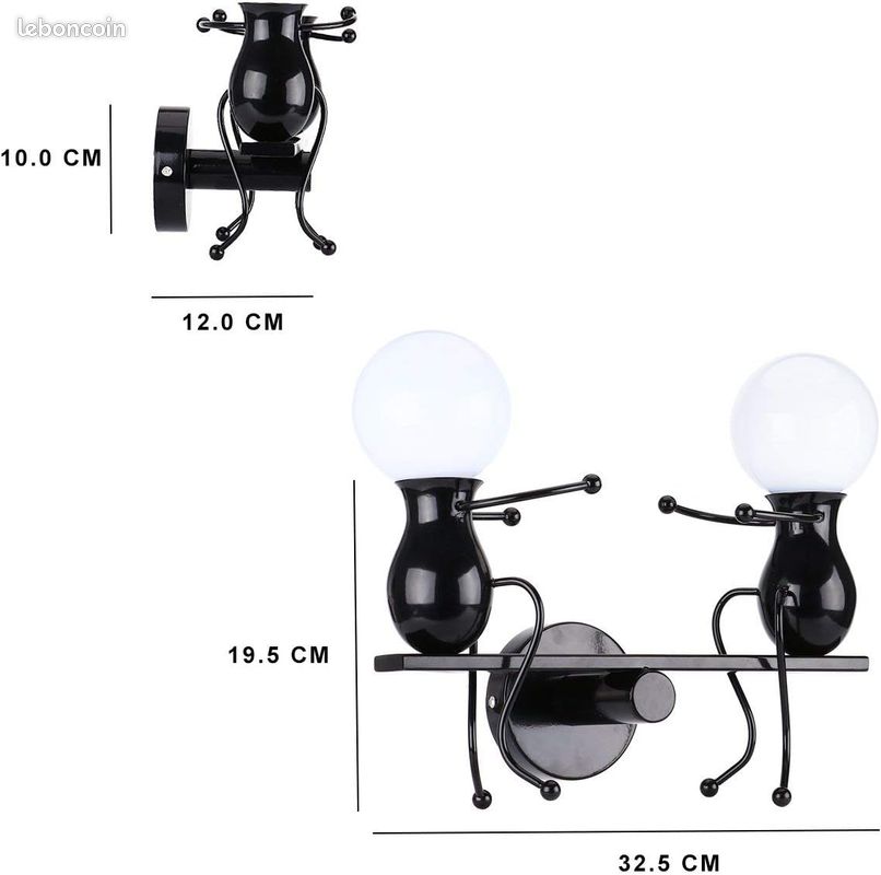 KAWELL Humanoïde Créatif Lampe Murale LED Moderne Applique Murale Simple LED Lampe de Mur Art Déco Max 60W E27 Base Fer (image 3)