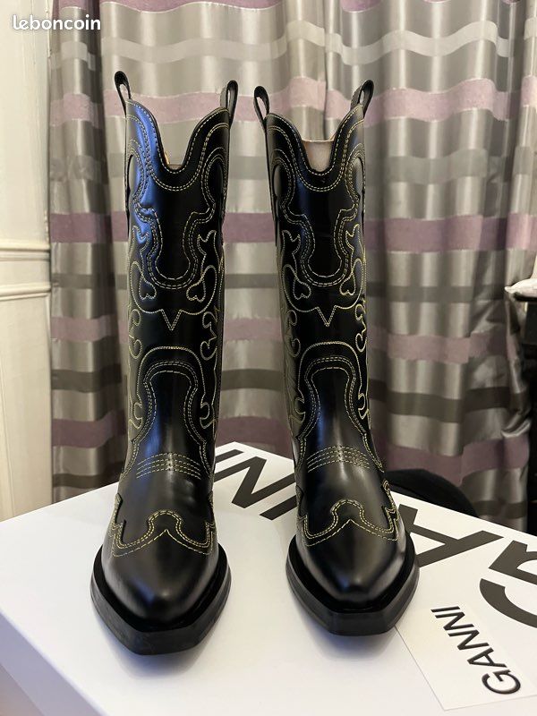 Garde-talon Western Motif Coquillage – Paire Noir Et Argent Pour Bottes Cowboy