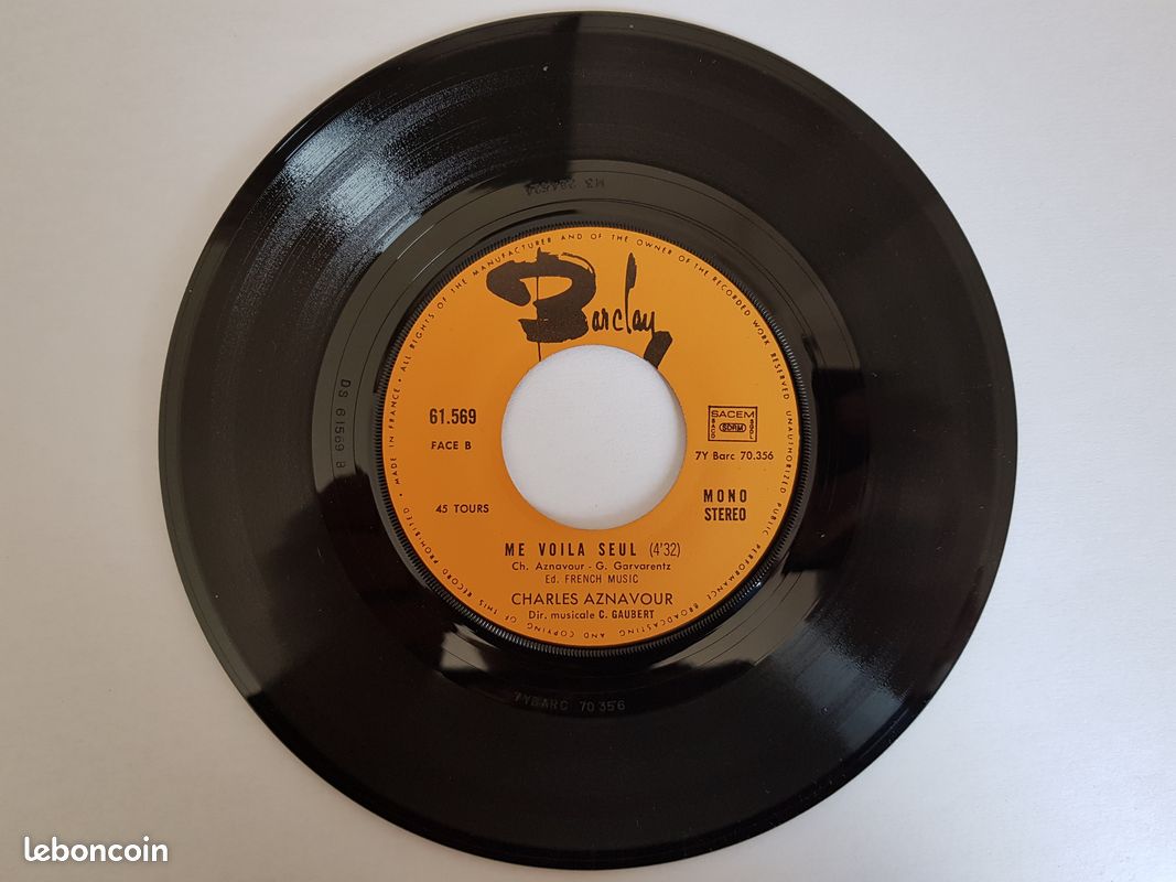 Vinyle 45 tours : Charles Aznavour – me voilà seul (image 4)