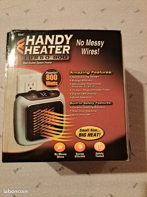 Turbo 800 Space Heater Auto Shut Off Radiateur D'appoint Handy