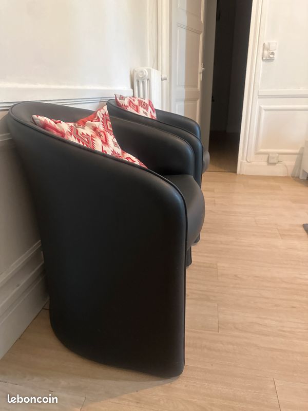 2 canapé tête à tête semili cuir très bon etat (image 2)