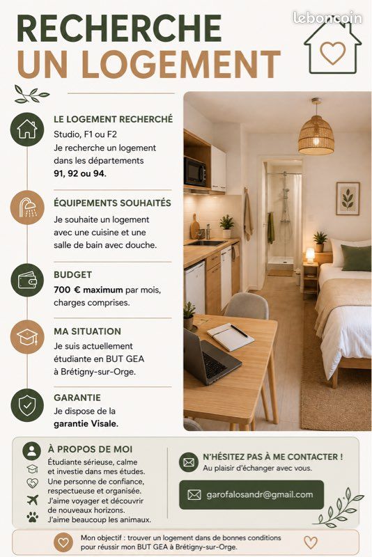 Appartement 2 pièces 20 m² · à Nanterre · 20 m² · 650 €/mois
