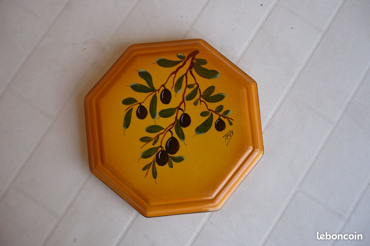 VINTAGE - Dessous de plat octogonal décor olives - Tess - TBE (image 3)