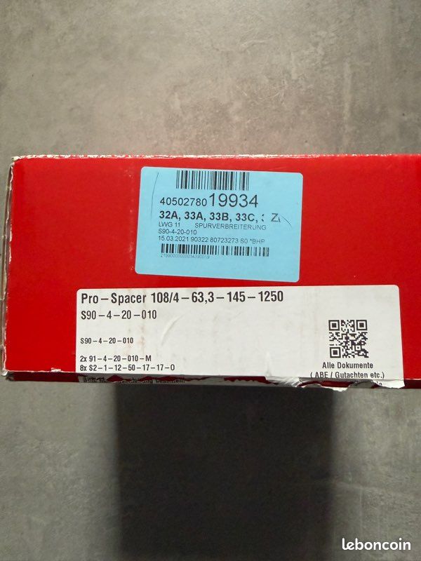Pro-Spacer 108/4-63,3-145-1250 - Entretoise Roue Précision