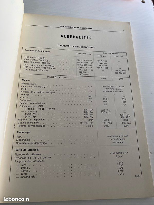 Brochure Zastava 1100 – Caractéristiques Et Données Techniques 1980 – Occasion