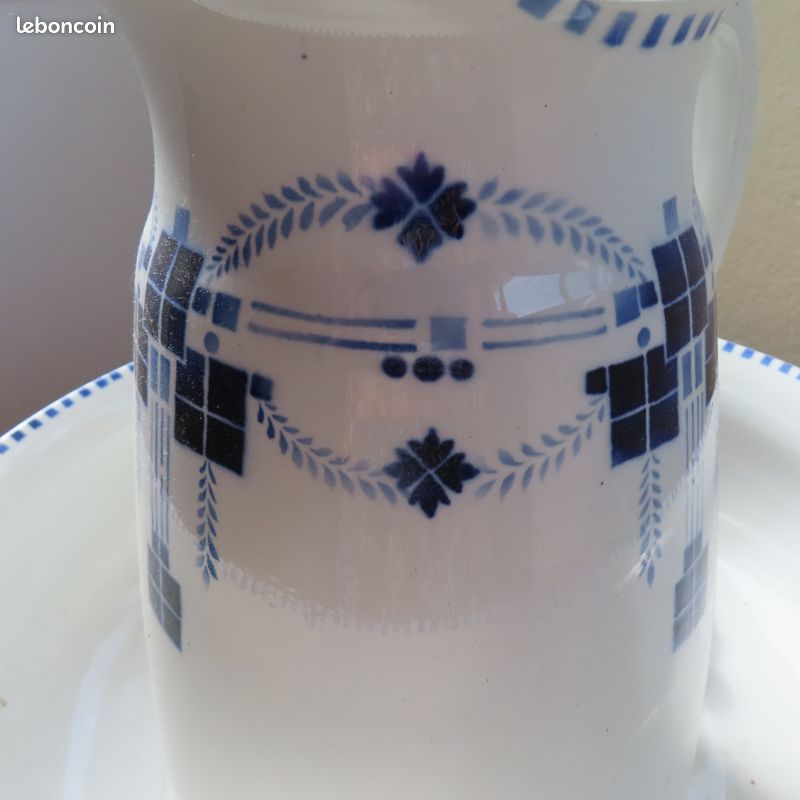 Broc et bassine bleu et blanc (image 3)