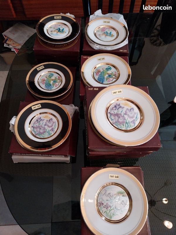 Au choix différentes petites assiettes de collection cloisonnées 24 carats Japan vintage 70 (image 1)