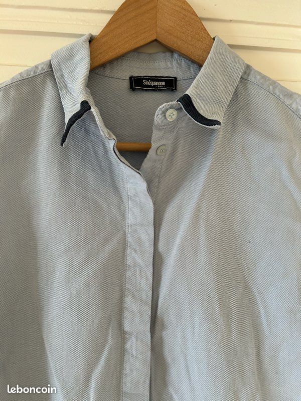 Chemise bleue Oxford en coton T36 Sinéquanone TBE (image 2)