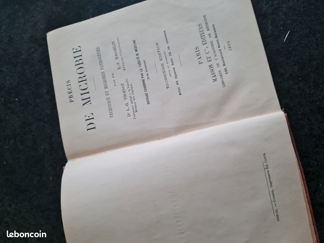Livre ancien "Précis de Microbie" 1896 (image 3)
