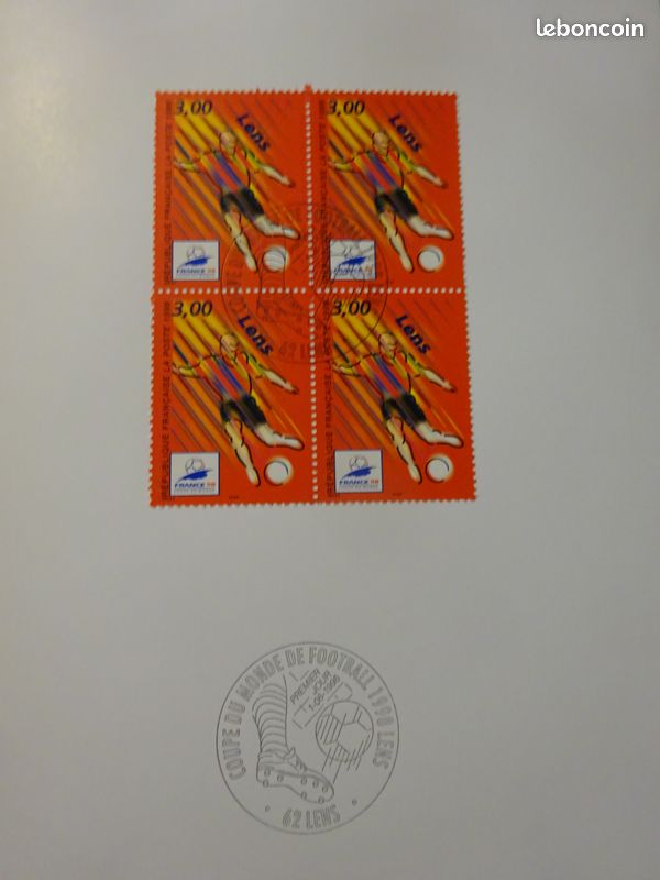 Timbre Carte XVIe Coupe Du Monde De Football France 1998 Lens (image 2)