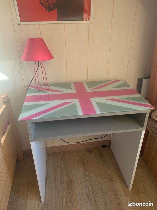 Bureau gris et blanc adolescent + plaque UK (image 2)