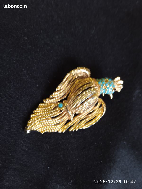 Broche Vintage Ancienne Ovale Aux Oiseaux – Style Années 1920, Bijou Ancien
