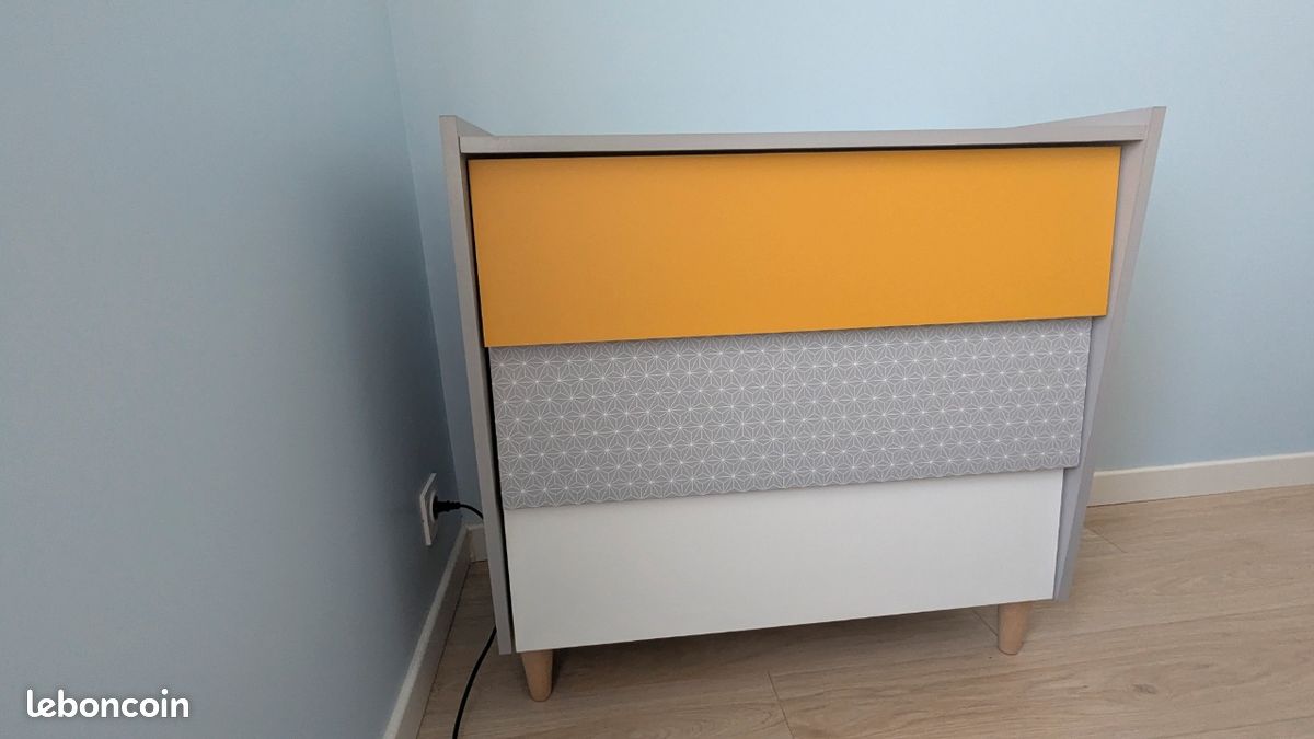 Jolie commode jaune et gris (image 2)