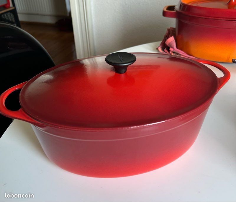 Cocotte Ovale Le Creuset Fonte Rouge 28 Cm - Vintage Made In France