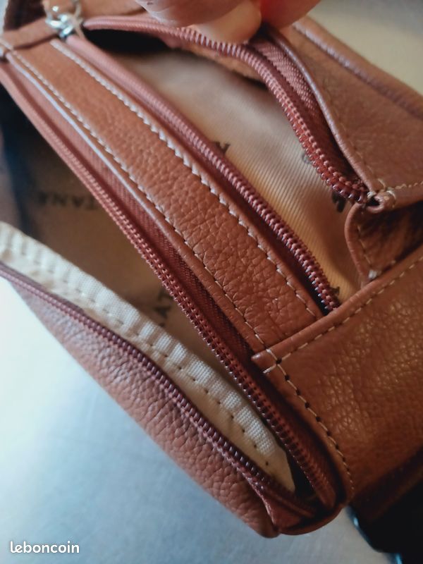Superbe sac banane fine etroite discrète cuir camel katana (image 8)