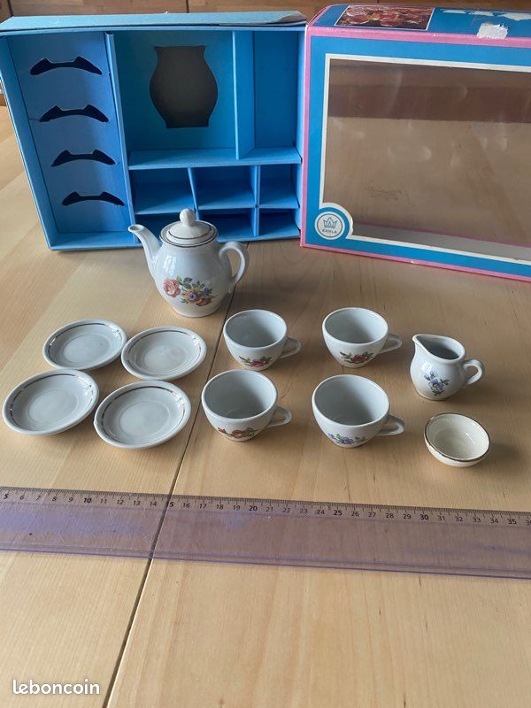 Ancienne Dinette En Porcelaine – Broc Et Cuvette – Jouet Enfant Poupée Jumeau