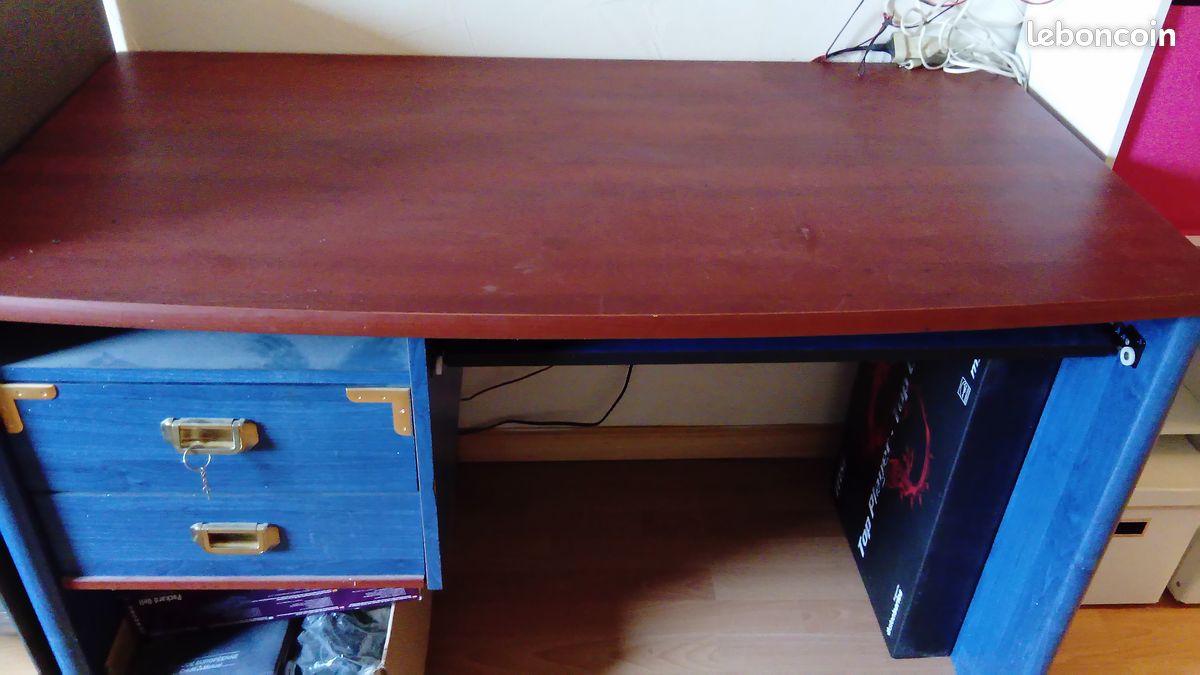 Bureau 2 tiroirs et tablette (image 2)