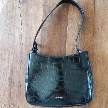 Sac à Main Parfois Noir Imitation Croco - Petit Modèle Bandoulière - Occasion