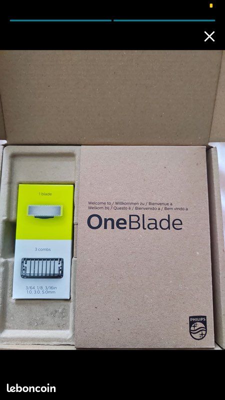 Tondeuse neuve Philips OneBlade, Rechargeable, 100% étanche, 3 sabots clipsables barbe de 3 jours (image 2)