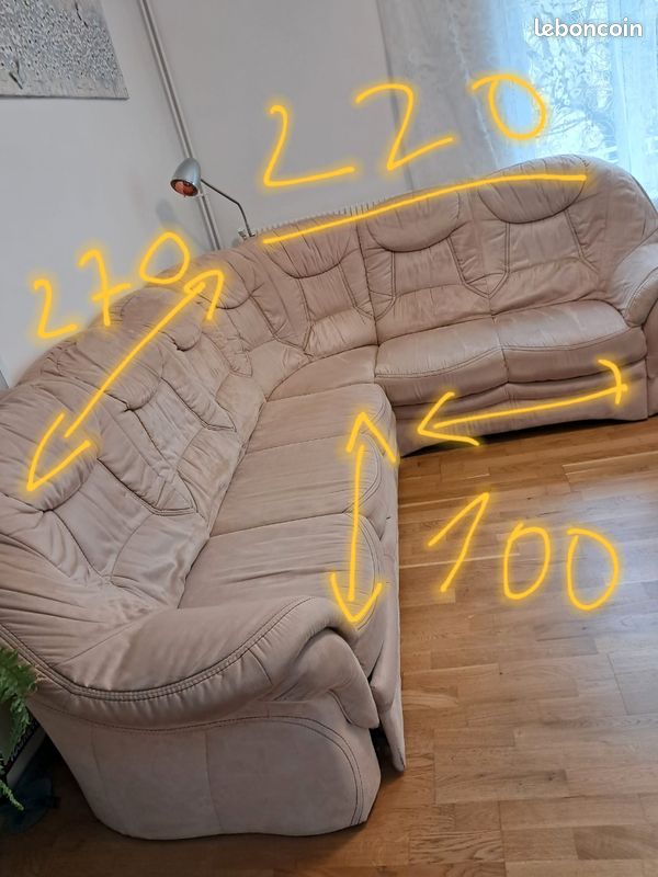 Canapé angle beige (image 1)